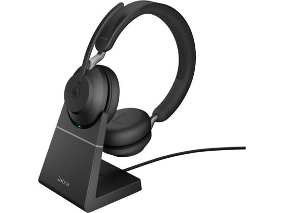 【商品説明】●充電スタンド付　●オンイヤー型●遮音性の高い設計で雑音をブロック【仕様】●製品タイプ：ワイヤレスヘッドセット●装着スタイル：オンザイヤー●スピーカー：ステレオ●ワイヤレス動作範囲　（m）：最大　30メートル●イヤークッションタイプ：レザーイヤーサイズ　M●最適化：MS　Teams●重量　（g）：176．4　g●内容物：Bluetooth　アダプター、　キャリングケース、　ヘッドセット、　ユーザー文書、充電スタンド●マイクのタイプ：MEMS●聴覚保護：EU　noise　at　work、　G616、　Peakstop●接続可能：コンピュータ、　Mobile　device　（モバイルデバイス）、　ソフトホン●接続性：USB−A、　Bluetooth●接続先（デバイス数）：最大　2台●ソフトウェア／アプリ：必要、　Jabra　Sound＋、　Jabra　Xpress●バッテリー持続時間　（音楽）：最大　24時間●バッテリー持続時間（通話）：最大　24時間●充電時間：最大　90分【備考】※メーカーの都合により、パッケージ・仕様等は予告なく変更になる場合がございます。【検索用キーワード】Jabra　ジャブラ　じゃぶら　エボルブツー　Jabra　Evolve2　26599−999−989　無線　ブラック　パソコン・プリンター・周辺機器　PC周辺機器　X465TM無線ヘッドセット　USB−A　両耳　Microsoft　Teams認定