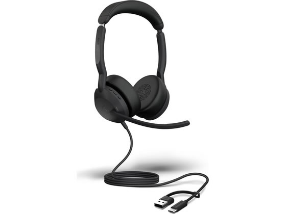【商品説明】●オンイヤー型【仕様】●接続方式：　USB−C／AおよびBluetooth（最大30mの動作範囲）●スピーカーサイズ：　28mm●重量：　約205g●サイズ：　幅186mm　x　奥行216mm　x　高さ53．5mm●マイク：　ノイズキャンセリング機能付きマイク（4つ）●認証：　Microsoft　Teams認定●付属品：　専用ポーチ、取扱説明書●アクティブノイズキャンセリング　（ANC）：　周囲の騒音を効果的にブロック。●快適な装着感：　軽量設計で、長時間の使用でも快適。●高音質：　クリアな音質で、通話や音楽に最適。●簡単な通話管理：　手元のUSBコントローラーで音量やミュートを簡単に操作可能。【備考】※メーカーの都合により、パッケージ・仕様等は予告なく変更になる場合がございます。【検索用キーワード】Jabra　ジャブラ　じゃぶら　エボルブツー　Jabra　Evolve2　25089−999−799　有線　ブラック　パソコン・プリンター・周辺機器　PC周辺機器　X472TMUSBヘッドセット　USB−C／A　両耳　Microsoft　Teams認定