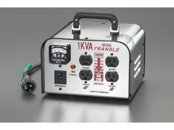 【仕様】●メーカー…ハタヤリミテッド（HATAYA）　●型番…LV−24V　●屋内降圧専用型　●容量…1．0kVA　●入力電圧…AC100V　●出力電圧…AC24V　●出力コンセント…4個　●サイズ…236×234×185（H）mm　●重量…13．7kg　●安全ブレーカー付【備考】※メーカーの都合により、パッケージ・仕様等は予告なく変更になる場合がございます。【検索用キーワード】エスコ　えすこ　ESCO　Esco　電動工具　発電機　トランス　コードリール　延長コード　トランス　降圧トランス　トランス　AC100V→AC24V降圧トランス　AC100V→AC　24V　降圧トランス　EA815ZB−5　EA815ZB5　電子部品・電源・コネクタ　電源・トランス　ハタヤリミテッド　HAYATA　はやたりみてっど　X370TJ