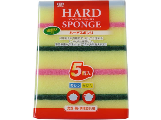 【商品説明】汚れをしっかり落とせる研磨剤入りの不織布と、泡立ち豊かなスポンジの組み合わせで両面で使い分けできる便利なクリーナーです。【仕様】●注文単位：1パック（5個）●サイズ：約110×63×30mm●材質：ポリエステル不織布（研磨剤入り）、ポリウレタンフォーム【備考】※メーカーの都合により、パッケージ・仕様等は予告なく変更になる場合がございます。【検索用キーワード】オカザキ　おかざき　OKAZAKI　ハードスポンジ　5個組　はーどすぽんじ5こぐみ　食器用スポンジ　家庭用品　1パック　5個　食器洗い　ハードスポンジ　キッチン消耗品　クリーンナップ用品　X210TN両面で使い分けできる便利なクリーナーです。