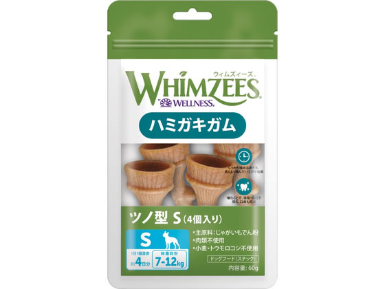 【商品説明】天然素材を使用した安心安全なデンタルトリーツ。適度な硬さで長く噛むことが出来ます。【仕様】●注文単位：1袋（4個）【備考】※メーカーの都合により、パッケージ・仕様等は予告なく変更になる場合がございます。【検索用キーワード】うぇるぺっとじゃぱん　ウィムズィーズ　ツノ型　S（小型犬向け　体重7‐12kg）　4個入り　ウィムズィーズ　ツノ型　小型犬　全ライフステージ　全年齢　間食　無　コ　ペットフード　ドッグフード　ドックフード　エサ　餌　えさ　0　0　0　ペット用品　犬（ドッグフード）　おやつ（犬）　X135TPウィムズィーズで遊びながら歯磨き習慣をはじめよう！