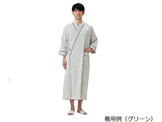 【お取り寄せ】アズワン ストライプ病衣(ワンピース)オレンジ M