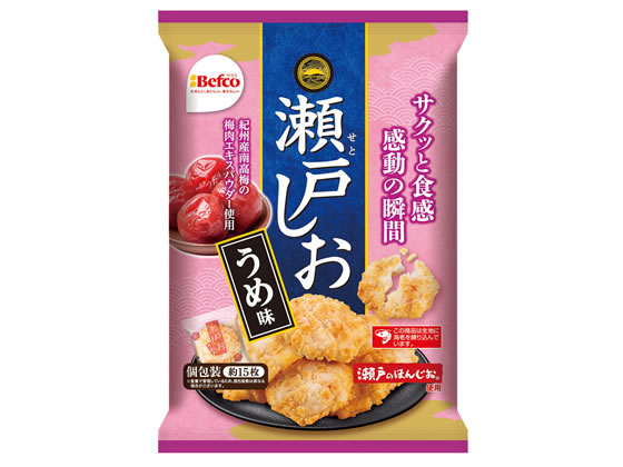 【商品説明】サクッと軽やかな食感の揚げせんです。紀州産南高梅の梅肉エキスパウダーを使用したうめ味です。【仕様】●うめ味●個包装●注文単位：1袋（71g）【備考】※メーカーの都合により、パッケージ・仕様等は予告なく変更になる場合がございます。【検索用キーワード】栗山米菓　Kuriyama　瀬戸しお　せとしお　うめ味　梅味　梅肉エキス　南高梅　紀州産　71g　小海老　えび　揚げせんべい　揚げせん　個包装　軽い食感　サクッと　お菓子　煎餅・おかき　お菓子　煎餅・おかき　X718TP小海老を生地に練り込み、カラッとソフトに揚げたおせんべいです。