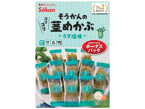 【商品説明】コリコリとしたわかめの元茎を食べやすくカットして、あっさりとしたうす塩味に仕上げました。　ご家族やお友達との団欒時にもピッタリな大袋サイズです。【仕様】●うす塩味●注文単位：1袋（95g）【備考】※メーカーの都合により、パッケージ・仕様等は予告なく変更になる場合がございます。【検索用キーワード】壮関　そうかん　Soken　そうかんの茎めかぶ　茎めかぶ　うす塩味　薄塩味　ボーナスパック　95g　わかめ　元茎　めかぶ　海藻　塩味　海草　お菓子　煎餅・おかき　お菓子　煎餅・おかき　X384TRわかめの元茎をうす塩に仕上げました。