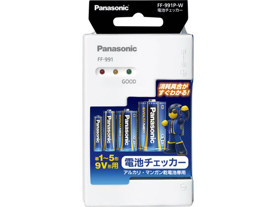 【商品説明】単1〜単5、9Vの乾電池まで使用可能。3色の表示で電池の消耗具合が一目で分かります。【仕様】●測定電池：単1形、単2形、単3形、単4形、単5形（006P（9V）タイプのアルカリ及びマンガン乾電池）●使用電源：コイン形リチウム電池　CR2025　1個●電池寿命：約5000回（3秒／回の測定）●大きさ：約幅70mm×奥行23mm×高さ110mm●質量：約53g（コイン形リチウム電池含む）●グリーン購入法適合●GPNエコ商品ねっと掲載【備考】※メーカーの都合により、パッケージ・仕様等は予告なく変更になる場合がございます。【検索用キーワード】Panasonic　パナソニック　ぱなそにっく　電池チェッカー　電池チェッカ　乾電池チェッカー　エボルタ　アルカリ電池　マンガン電池　単1　単2　単3　単4　単5　9V　電池残量チェッカー　電池テスター　電池残量測定　3色表示　電池消耗確認　電池・充電池　電池チェッカー・アダプター　電池・充電池　電池チェッカー・アダプター　X529TWエボルタ・アルカリ・マンガン乾電池と幅広く使用できる電池チェッカー