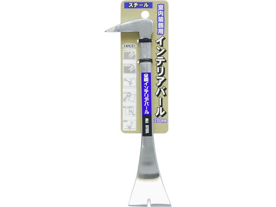 【商品説明】スクレーパー・フローリング作業・ハンマー・ケガキ作業・障子・ふすま外し・釘抜きへら状の先端を使って、対象物を剥がしたり、V型の溝を使って釘を抜くことができます。【仕様】●材質：45C鋼材●硬度：HRC40〜45●表面：クロームメッキ【備考】※メーカーの都合により、パッケージ・仕様等は予告なく変更になる場合がございます。【検索用キーワード】TAKAGI　タカギ　GISUKE　ジスケ　インテリアバール　バール　V型　V　200mm　200　ミリ　45C鋼材　HRC40　HRC45　クロームメッキ　スクレーパー　フローリング　ハンマー　ケガキ　障子　ふすま　釘抜き　へら　内装　室内装飾　X784TU室内装飾・内装作業に