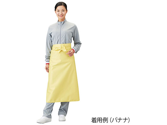 【商品説明】●後側は足さばきが良いカッティングです。【仕様】●型番：403311−234●色：バナナ●材質：表地／ポリエステル100％（撥水加工）、裏地／PU（ポリウレタン）100％●着丈：840mm●ウエスト：90cm●ひも：67cm●洗濯方法：洗濯可／脱水可／乾燥機可（80℃以下）●抗菌・防臭・防カビ加工●撥水加工【検索用キーワード】403311−234　清拭　8−6436−01　XM9215表側は撥水加工、裏側は防水を施しているので水回り作業に適しています。
