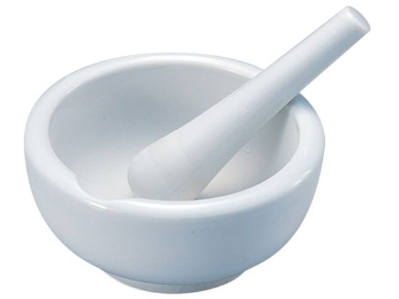 【お取り寄せ】アズワン 磁製乳鉢 φ120mm 乳棒付き 乳鉢 粉砕 混合 プレス 実験室用備品