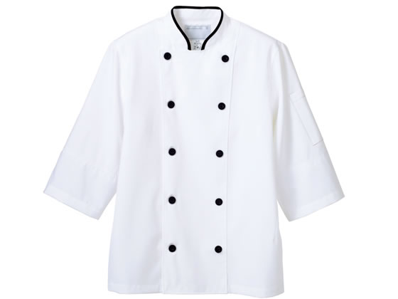 【お取り寄せ】住商モンブラン 7分袖コックコート 白×黒 3L 6-471 厨房 調理服 飲食店ユニフォーム ユニフォーム