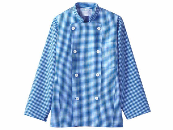 【お取り寄せ】住商モンブラン 長袖コックコート 青チェック S 6-495 厨房 調理服 飲食店ユニフォーム ユニフォーム