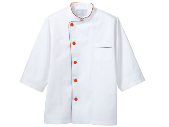 【お取り寄せ】住商モンブラン 7分袖コックコート 白×オレンジ LL 6-515 厨房 調理服 飲食店ユニフォーム ユニフォーム
