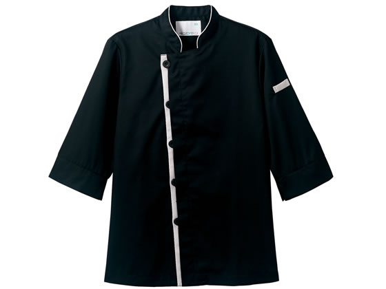 【お取り寄せ】住商モンブラン 7分袖コックコート 黒×ライトグレー L 6-420