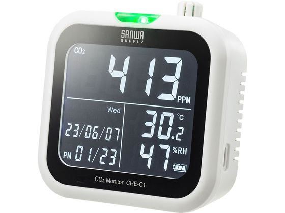 【お取り寄せ】サンワサプライ CO2二酸化炭素測定器(温度・湿度計付き 温度計 湿度計 時計 家電
