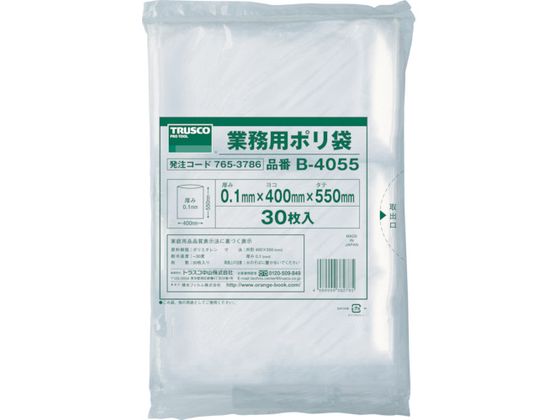 【お取り寄せ】TRUSCO 厚手ポリ袋 縦550×横400×t0.1 透明 (30枚入) 透明タイプ ゴミ袋 ゴミ箱 清掃