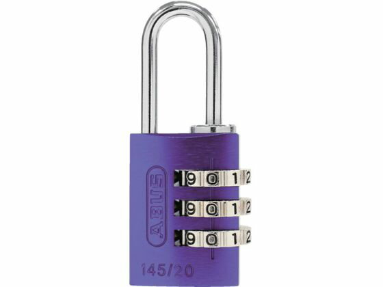 【お取り寄せ】ABUS ナンバー可変式南京錠 145-20 パープル 145-20-PU 補助錠 建築金物 土木 建築資材