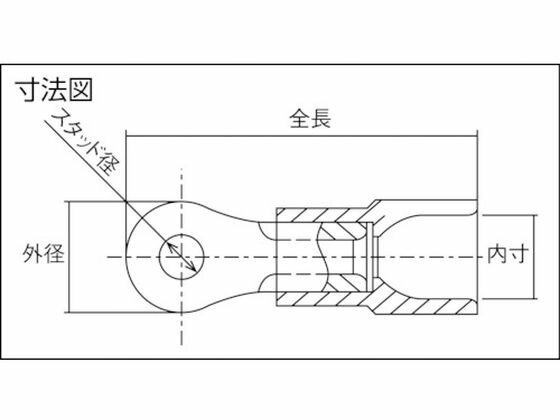 【お取り寄せ】ニチフ 環境配慮形絶縁被覆付丸形端子R形(100個入)より線1.04~2.63...