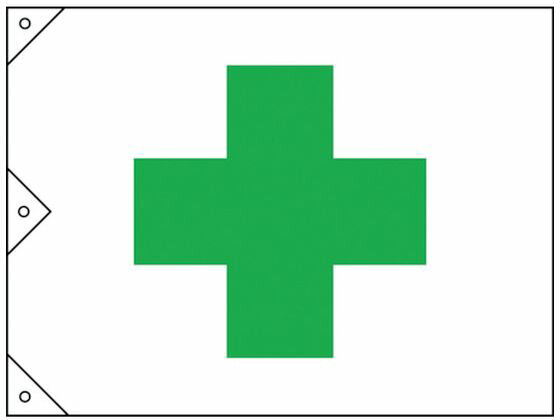 【お取り寄せ】緑十字 安全旗(緑十字) 900×1250mm 布製 250022 安全標識 ステッカー 現場 安全 作業