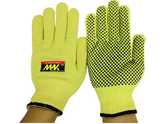 【商品説明】●アラミドとステンレスワイヤーを編み込み進化した耐切創アラミド手袋「MWK」です。●アラミド100％だけでは発揮できなかった高い耐切創性と、綿やポリウレタンなどのさまざまな繊維を組み合わせることで肌触りがよく手にフィットする作業性を両立しました。●中厚手タイプで、耐切創性と作業性のバランスを重視する方に適しています。●すべり止め付きでガラスなどを運ぶ際も安心です。【仕様】●型番：MWK-921-S●色：イエロー ●サイズ：S ●厚さ（mm）：※ ●ゲージ数：10 ●リストカラー：ブラック ●全長（cm）：22 ●手のひら周り（cm）：18 ●中指長さ（cm）：7．0 ●EN3882003規格：5 ●EN3882016規格：D ●すべり止め：あり●10ゲージ編●手袋部：アラミド、ポリエステル、金属繊維、綿、ポリウレタン ●すべり止め部：塩化ビニール【備考】※メーカーの都合により、パッケージ・仕様等は予告なく変更になる場合がございます。【検索用キーワード】おたふく耐切創手袋10Gスベリ止め付きS　オタフクタイセッソウテブクロ10GスベリドメツキS　おたふく保護具　MWK921S　保護具　作業手袋　耐切創手袋　耐切創手袋特殊繊維　4970687304868　2070533　おたふく　耐切創手袋　10G　スベリ止め付き　S　MWK−921−S　X601CG刃物を扱う作業ガラス加工作業産廃収集・清掃業土木建築業