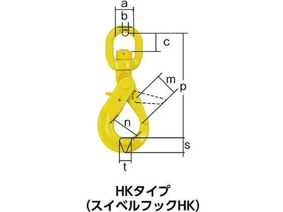 【お取り寄せ】チェンスリングカナグ部材アイタイプスイベルフックHJK荷重1.5t/2.0t