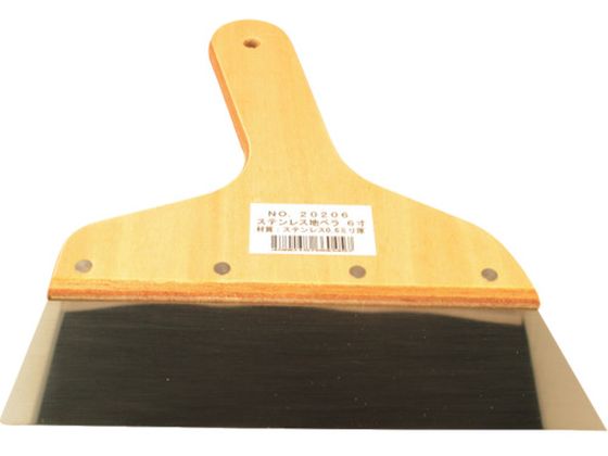 【商品説明】●柄は丸味を持ち、軽く握りやすく、クリア塗装です。【仕様】●型番：NO20206●全長（mm）：220　●刃幅（mm）：180　●刃厚（mm）：0．6　●刃長（mm）：50●呼び寸（寸）：6●ステンレス（SUS420J2）【備考】※メーカーの都合により、パッケージ・仕様等は予告なく変更になる場合がございます。【検索用キーワード】大田ステンレス地ベラ　オオタステンレスジベラ　大田商品　NO20206　工事用品　照明用品　塗装内装用品　へらスクレーパー　へら　4580157660457　2520770　大田　ステンレス地ベラ　NO20206　X422CMクロスのコーナー切りに。