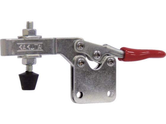 【仕様】●型番：KC-HH351B●製品刻印：HH351−B●全長（mm）：138．1●締圧力（kN）：0．9●付属ボルト径：M6×37（RBT−6）●クランプアーム移動角度（°）：90●ハンドル操作角度（°）：60●摘要：△●締圧力（kn）：0．9●下方押え型●ハンドル横型●ストレートベース●スチール（SPCC）●ねじ先端ゴム：ニトリルゴム●M6×37ゴム付ボルト（RBT−6）●ナット2個●座金2枚●表記の締圧力は目安です。●締圧力はクランプアームの先端へ行くほど弱くなります。●衝撃や振動、内圧は、破損の原因になりますのでご注意ください。●手を挟まないように注意してください。【備考】※メーカーの都合により、パッケージ・仕様等は予告なく変更になる場合がございます。【検索用キーワード】角田ハンドル横型トグルクランプNo．HH351B　カクタハンドルヨコガタトグルクランプNo．HH351B　角田クランプ　KCHH351B　手作業工具　クランプバイス　トグルクランプ　トグルクランプ下方押え型　4571133241579　8086885　角田　ハンドル横型トグルクランプ　No．HH351B　KC−HH351B　X735DE