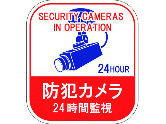【お取り寄せ】緑十字 ステッカー標識 防犯カメラ・24時間監視 100×90 5枚組 安全標識 ステッカー 現場 安全 作業