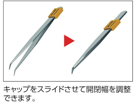 JET PRICEの【お取り寄せ】TRUSCO ステンレス製ピンセット 開閉キャップ付 AA先曲125 TSPC-26 ピンセット はんだ 静電気対策用品 生産加工用品 作業用品 工具｜アングル3