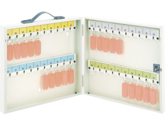 【商品説明】●携帯、壁掛け兼用型で、手提げ用ハンドル付です。●付属のキーホルダーは全面が開くので名札の挿入・取り替えが簡単です。●キーハンガーは色分けされた番号入りのシート付で、わかりやすく分類が可能です。【仕様】●型番：OK−60N●ホルダ数（個）：60　●間口（mm）：355　●奥行（mm）：60　●高さ（mm）：415●鍵付タイプ（キーボックス本体）●本体：スチール●鍵2個　●キーホルダー10個　●名札10枚　●記入シート2枚【備考】※メーカーの都合により、パッケージ・仕様等は予告なく変更になる場合がございます。【検索用キーワード】ダイケンキーボックスキー60本用　ダイケンキーボックスキー60ホンヨウ　ダイケンキーボックス　OK60N　オフィス用品　住設用品　オフィス家具　キーボックス　4968957901299　8598229　ダイケン　キーボックス　キー60本用　OK−60N　X007EG鍵の集約管理。