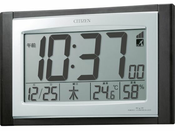 【お取り寄せ】シチズン 電波 掛置き時計 温湿度計付 ブラウン 157*240*40 壁掛け電波時計 電波時計 壁掛け 掛け時計 時計
