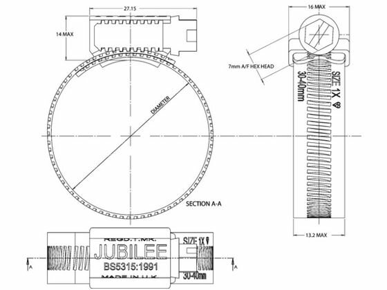 【お取り寄せ】JUBILEE ホースクリップ 締付径 286-318mm (5個入) JBL-12.5MS ホースバンド ワイヤバンド 流体継手 チューブ 生産加工用品 作業用品 工具