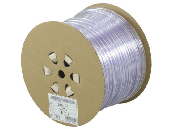 【お取り寄せ】サンヨー 透明ホース5×7 100mドラム巻 TM-57D100T