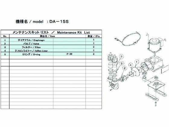 【お取り寄せ】ULVAC DA-15S用メンテナンスキット DA-15S MAINTENANCEKITULVAC DA-15S用メンテナンスキット DA-15S MAINTENANCEKIT 真空ポンプ商品 吸気管 排気管 加圧 減圧装置類 実験室 研究用