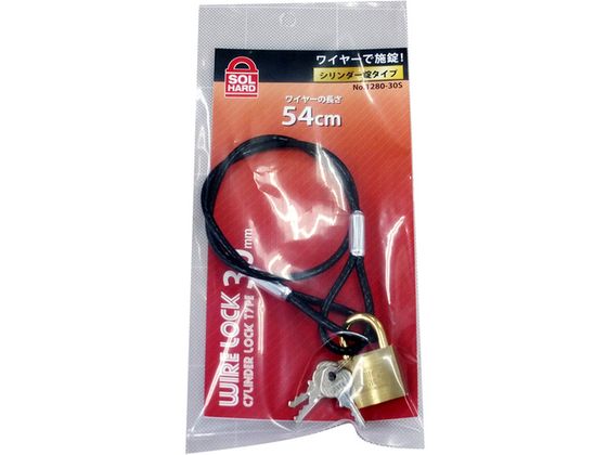 【お取り寄せ】SOL ワイヤー&パドロックシリンダー錠タイプ 545mm 1280-30S 補助錠...