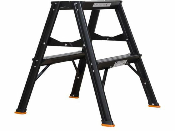 【お取り寄せ】TRUSCO アルミ製踏台 2段 高強度型 黒 TSAF-2-BK 踏み台 折りたたみ式 はしご 作業