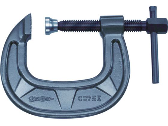 【お取り寄せ】スーパー シャコ万力(C型)強力ワイドタイプ 75mm メタリックグレー焼付塗装 CC75E シャコ万力 クランプ バイス ハンドプレス 作業用品 工具