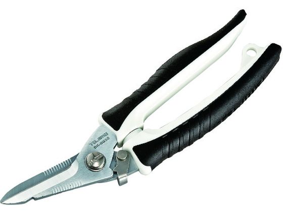 【商品説明】●ケーブルが逃げないギザ刃を採用しました。●刃の背面にバリ取り専用の溝を設け、曲線・直線のバリを除去します。●安全ロープ取り付け穴付です。●すべりにくくパワーの入るエラストマーグリップです。●片手でロック出来るストッパー付です。●高炭素刃物鋼使用でMバーなどの金属薄板も切断可能です。【仕様】●型番：DK-BB50●切断能力：VVF線（2．0×3芯）、VCT線（3．5×3芯）、鋼板（軟鉄）0．5mm以下、樹脂製品1．0mm以下●全長（mm）：185●切断能力　VCT線（［［MM2］］）：3．5×3芯●切断能力　VVF線（mm）：2．0×3芯●切断能力　樹脂製品（mm）：1．0以下●切断能力　鋼板（軟鉄）（mm）：0．5以下●ブレード：ハードクロームメッキ処理●本体：スチール●グリップ：エラストマー樹脂●本製品には通電性がありますので、感電に注意して下さい。●安全保護の為、保護メガネ・作業手袋を着用して下さい。【備考】※メーカーの都合により、パッケージ・仕様等は予告なく変更になる場合がございます。【検索用キーワード】タジマバリットバサミ　タジマバリットバサミ　タジマ工具　DKBB50　手作業工具　電設工具　ケーブルカッター　4975364162045　4386582　タジマ　バリットバサミ　DK−BB50　X952HGケーブル、Mバーの切断に。
