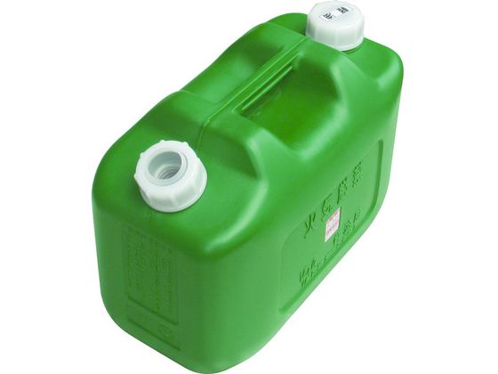 【お取り寄せ】ヒシエス 軽油缶 10L グリーン KY-10 ポリタンク 扁平缶 バッグインコンテナ 樹脂容器 計量器