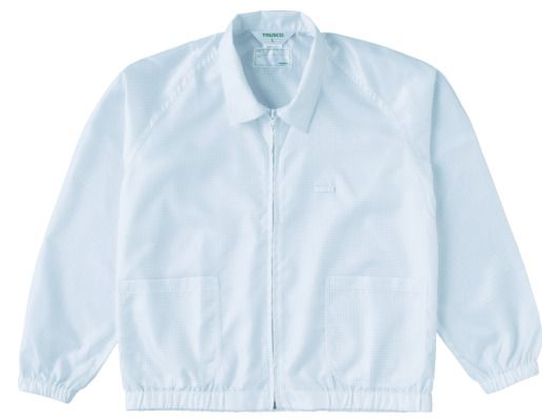 【お取り寄せ】TRUSCO 制電糸グリッド仕様ジャケット(衿付) ホワイト LL TCLGJ-W-LL クリーンウェア クリーン対策 静電気対策