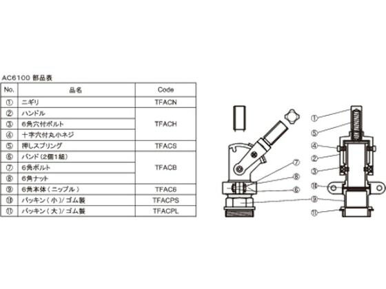 【お取り寄せ】ASH 急速オイルコック部品 ニギリ TFACN バルブ 弁 コック 配管材