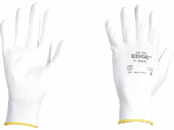 【お取り寄せ】アンセル ウレタン背抜手袋 エッジ 48-125 ホワイト XLサイズ 背抜き手袋 軍手 作業用手袋
