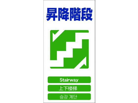 【お取り寄せ】グリーンクロス 4ヶ国語入り安全標識 昇降階段 安全標識 ステッカー 現場 安全 作業(3.0)