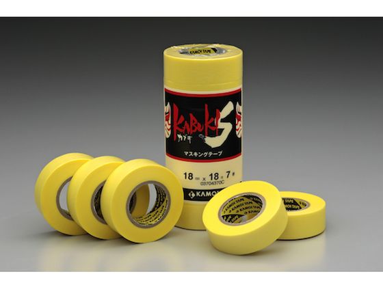 カモ井 マスキングテープ車両塗装用(7巻入り) KABUKISJAN-18 黄 マスキングテープ 塗装用 養生用 粘着テープ 梱包
