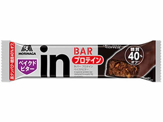 【商品説明】タンパク質10gとタンパク質の働きに必要なビタミンB群7種を配合しています。糖質40％オフ甘さ抑えたビター味の焼きチョコタイプ食物繊維約4倍※アーモンドを混ぜ込み、満足感の高いおいしさを実現しています。※inバープロテインベイクドチョコ比【仕様】●原材料：食物繊維（イヌリン）、ホエイたんぱく（乳成分を含む）、ココアパウダー、植物油脂、大豆たんぱく、カゼインカルシウム、ショートニング、大豆パフ、マーガリン、脱脂大豆粉、アーモンド、カカオマス、果糖、／ソルビトール、グリセリン、乳化剤、トレハロース、香料、膨脹剤、ナイアシン、パントテン酸Ca、V、B6、V．B2、V．B1、葉酸、V．B12●内容量：1個【備考】※メーカーの都合により、パッケージ・仕様等は予告なく変更になる場合がございます。【検索用キーワード】森永製菓　もりながせいか　モリナガセイカ　森永　もりなが　モリナガ　MORINAGA　inバープロテインベイクドビター35g　inバー　インバー　プロテイン　ベイクドビター　プロテインバー　焼きチョコタイプ　栄養補助食品　バランス栄養食品　栄養バランス食品日々の健康のために、おいしく手軽にタンパク質補給を！