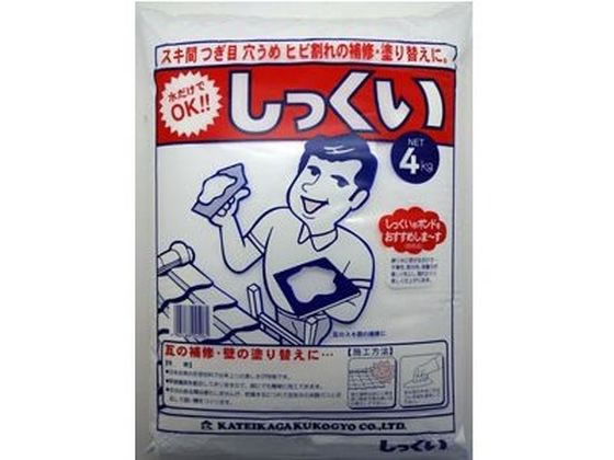 【商品説明】屋根瓦・壁・スレート・煙突の補修・塗り替えに。色はホワイトで消石灰を主原料とし、接着剤を配合しています。【仕様】●施工面積：2mm（厚）×1000mm（縦）×2400mm（横）●硬化時間：約24〜48時間【備考】※メーカーの都合により、パッケージ・仕様等は予告なく変更になる場合がございます。【検索用キーワード】かていかがくこうぎょう　カテイカガクコウギョウ　KATEIKAGAKUKOGYO　インスタントしっくい　インスタントシックイ　インスタント漆喰　塗り壁材　しっくい　シックイ　漆喰　1個　4kg　4キログラム　白　しろ　シロ　ホワイト　white　DIY用しっくい　日曜大工　補修　塗り替え　106601　作業用品　金物　塗装内装　塗料　塗装　その他塗料　塗装穴うめ・ひび割れ補修などに、水を加えて練るだけのインスタントしっくいです。