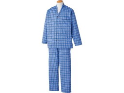 【お取り寄せ】ケアファッション ワンタッチテープ+腰開きパジャマ ブルー LL シニア衣料 介護 介助