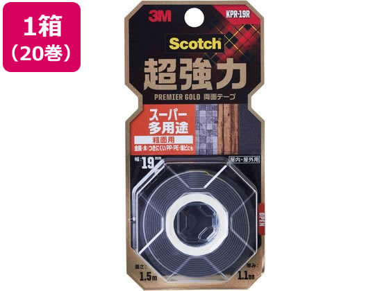 3M スコッチ 超強力両面テープ プレミアゴールド粗面用19mm 20巻 両面テープ 作業用 ガムテープ 粘着テープ