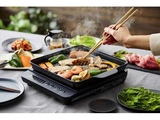 【お取り寄せ】アイリスオーヤマ IH専用焼肉プレート ブラック IHKP-YP14-B ホットプレート グリル鍋 IHコンロ関連品 IH調理器 キッチン家電 調理家電 jetprice-10586059 JET PRICE サンプル画像2