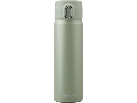 水筒, 水瓶 - アイリスオーヤマ ステンレスマグボトル ワンタッチ ペールグリーン 0.5L 水筒 タンブラー キッチン雑貨
