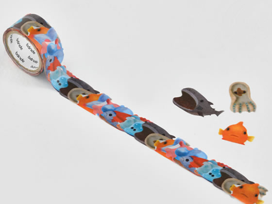 【お取り寄せ】bande マスキングロールステッカー 海のいきもの 深海魚 BDA678 デコレーション用マスキングテープ シールタイプ デコレーショングッズ