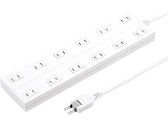 サンワサプライ 電源タップ 2P・12個口・5m TAP-2312-5W コード付き電源タップ2ピン 電源タップ OAタップ 配線パーツ 家電（楽天・JET PRICE）